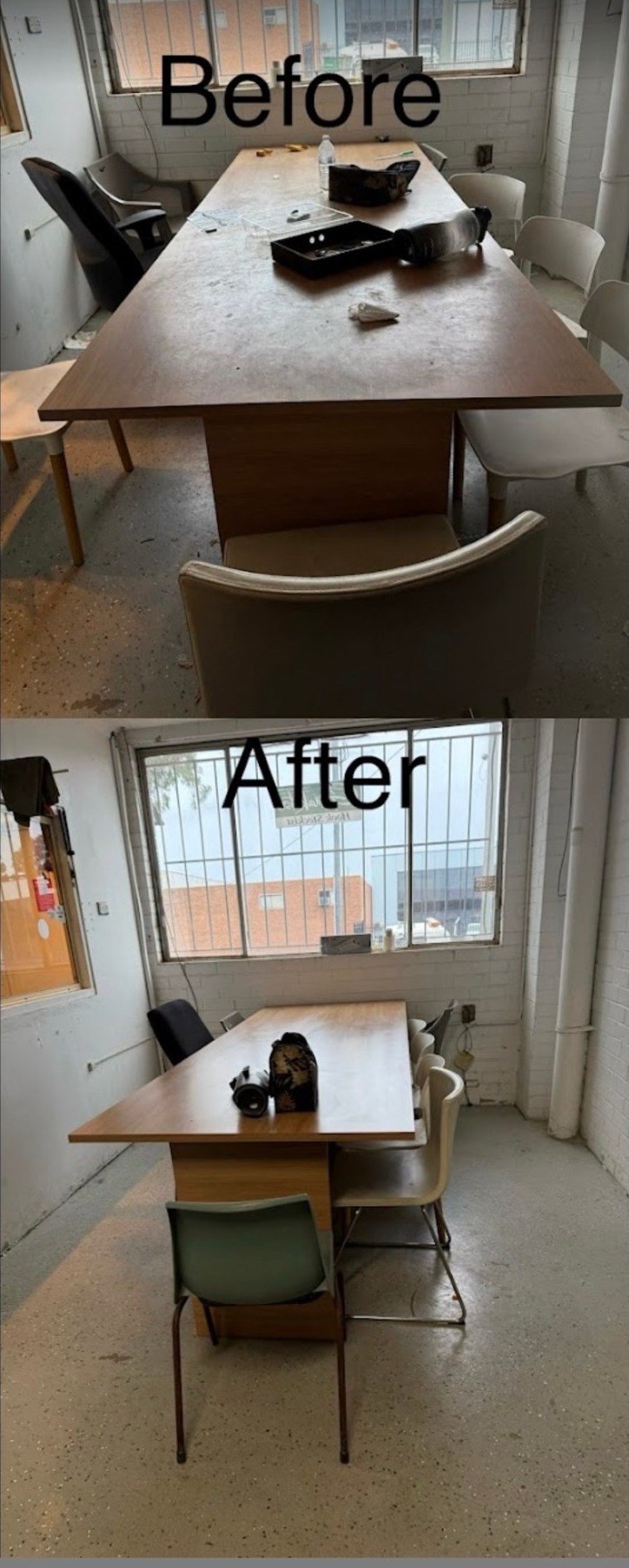 Staff lunchroom before and after a 3 Wave Cleaning service