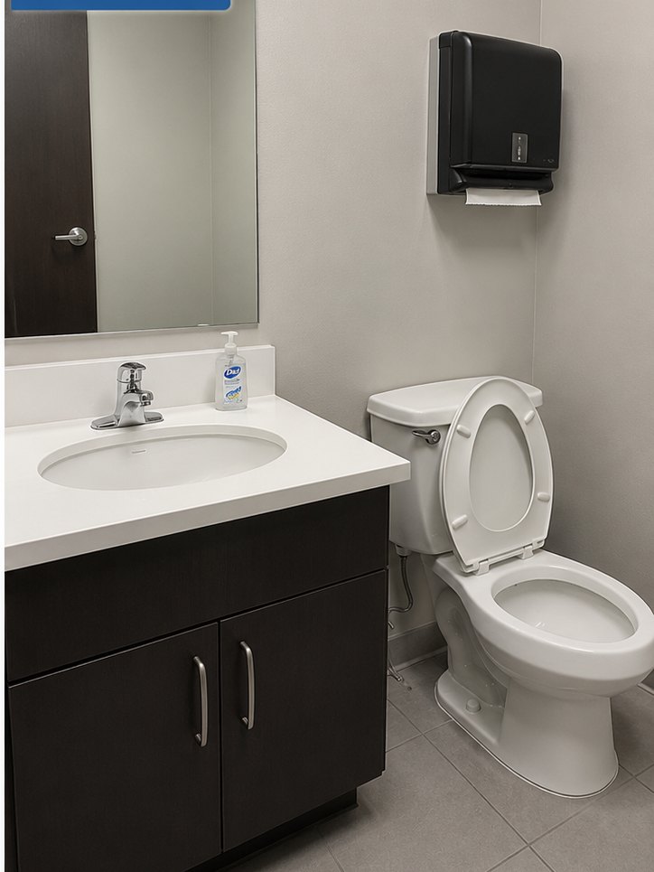 The same office bathroom after cleaning