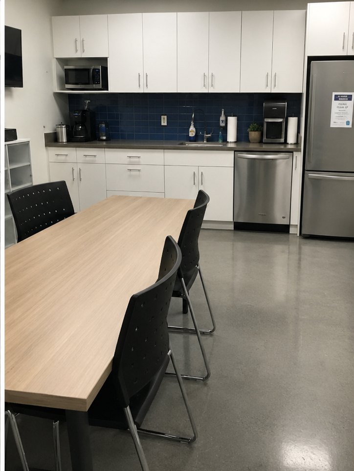 The same staff lunchroom cleared and cleaned